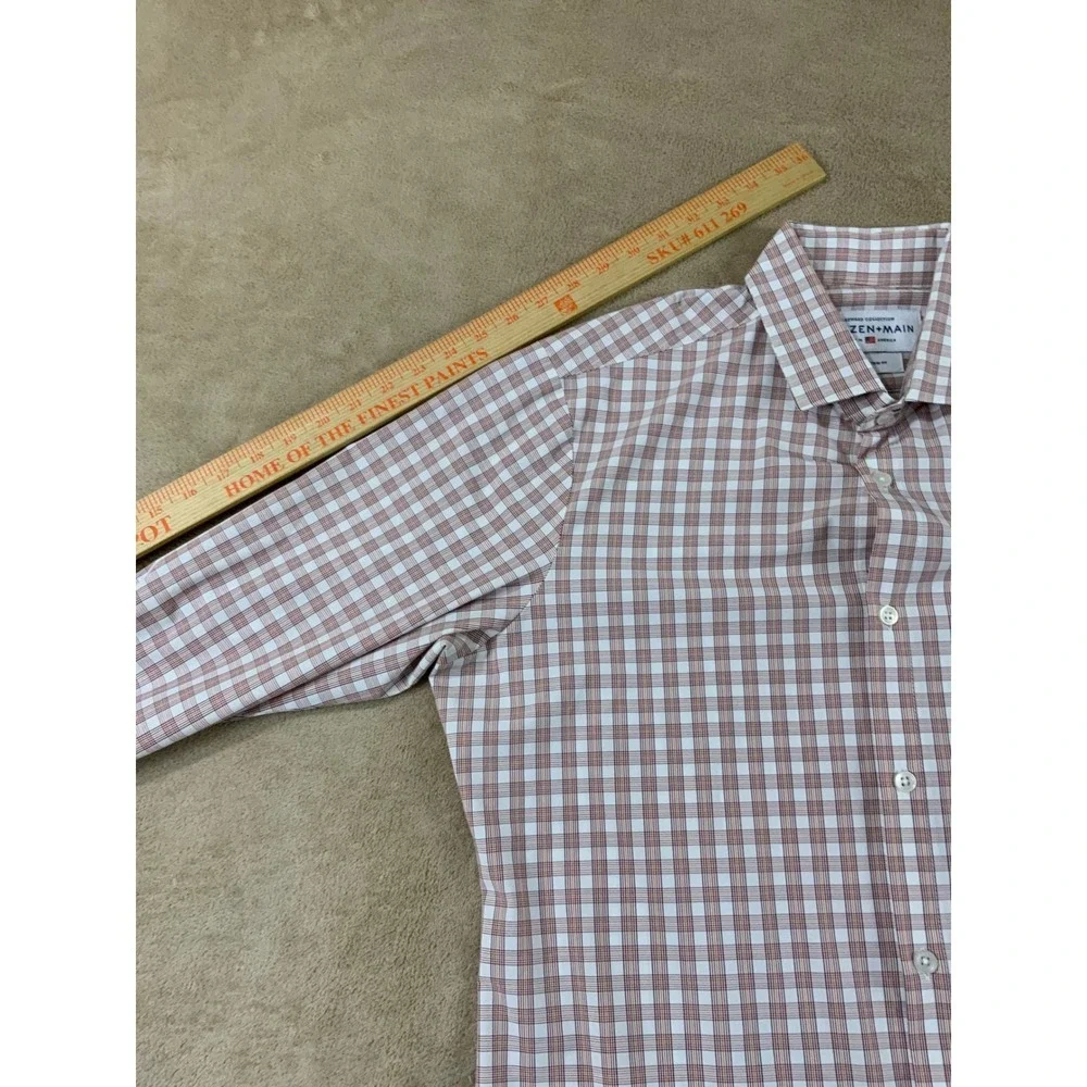 Mizzen+Main Leeward Trim Fit mens size Large Red plaid Button Up long sleeve EUC